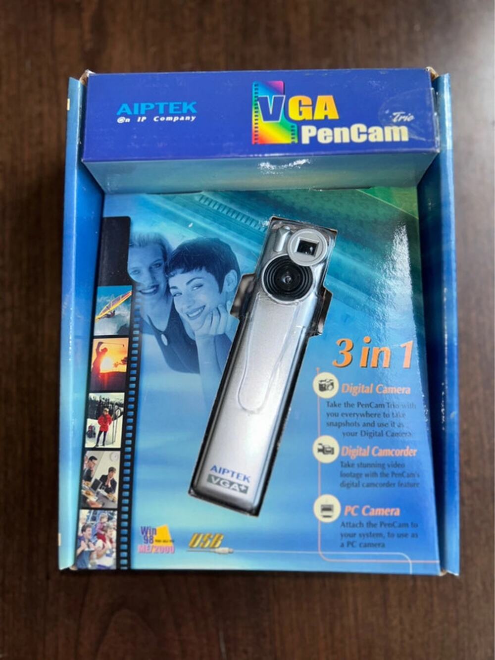 vintage Aiptek VGA PenCam Trio digital camera in its original retail box.